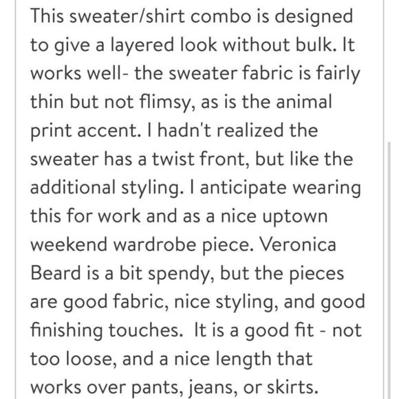 VERONICA Beard Animal Print Layered Sweater Shirt Mixed Media Mocha Mousse NWT - Picture 9 of 10